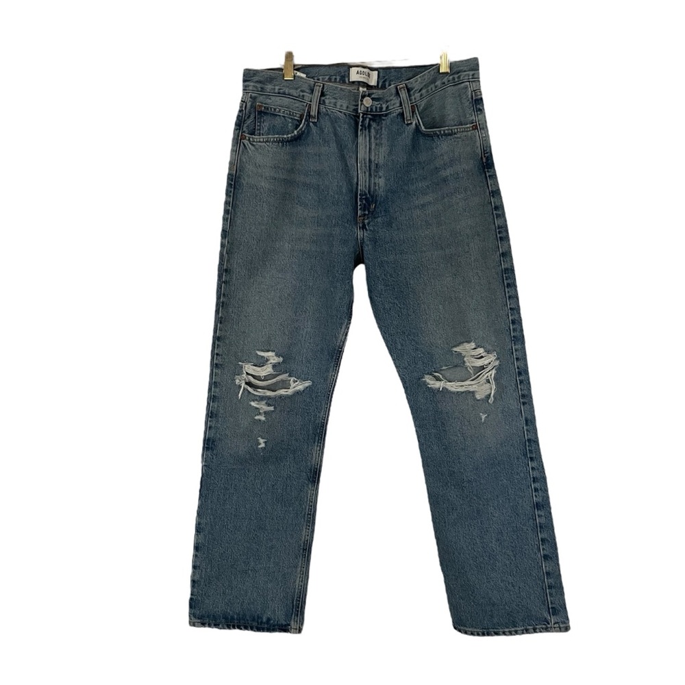 Agolde Mia Distressed straight leg
Women’s jeans. 100% organic cotton Si…